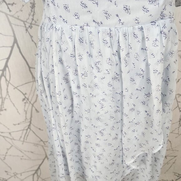 Abercrombie & Fitch Pale Blue Floral Chiffon Overlay Strappy High Low Dress - Picture 2 of 6